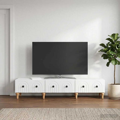 TV Cabinet High Gloss White 147 x 34.5 x 30 cm Engineered Wood