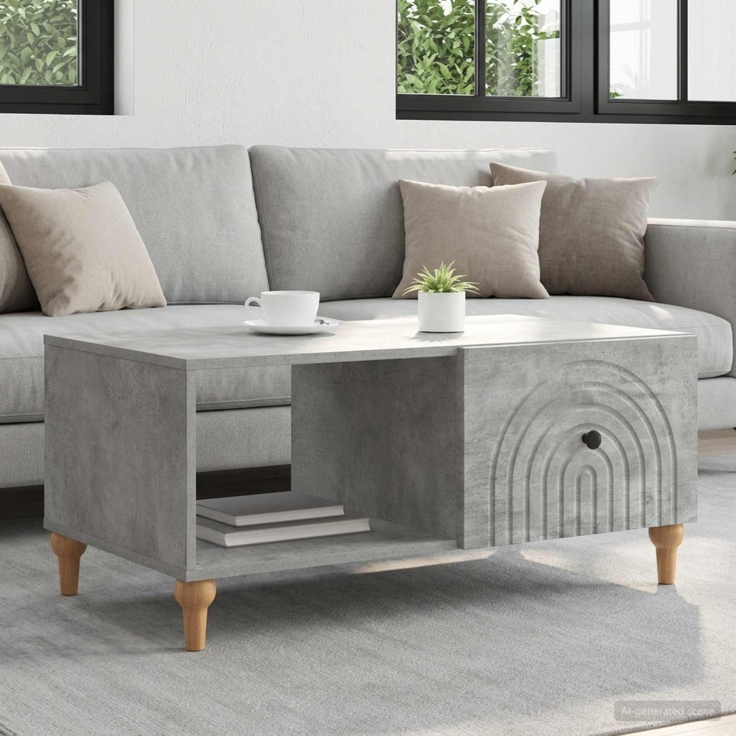 Coffee Table Concrete Grey 90 x 50 x 40 cm Engineered Wood