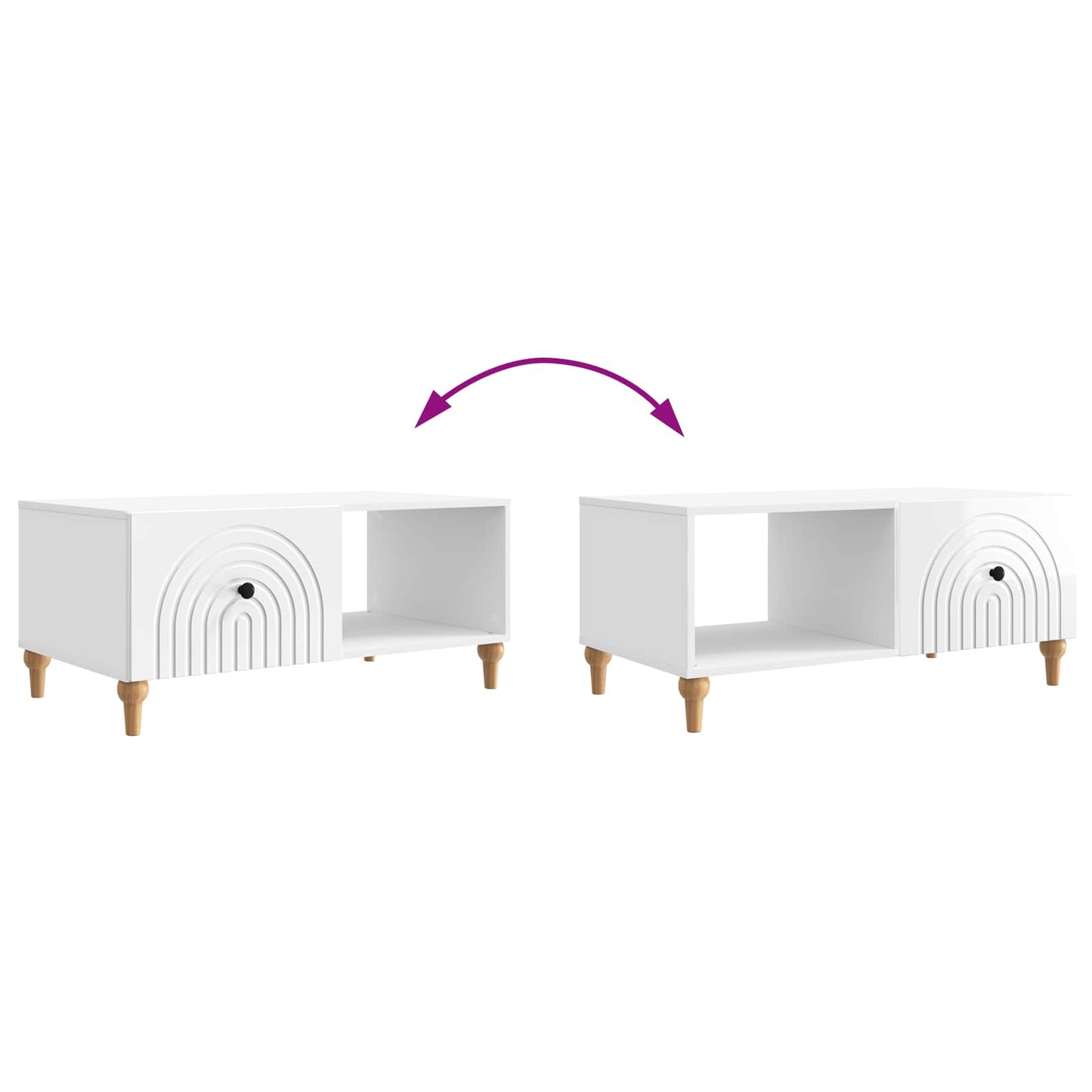 Coffee Table High Gloss White 90 x 50 x 40 cm Engineered Wood