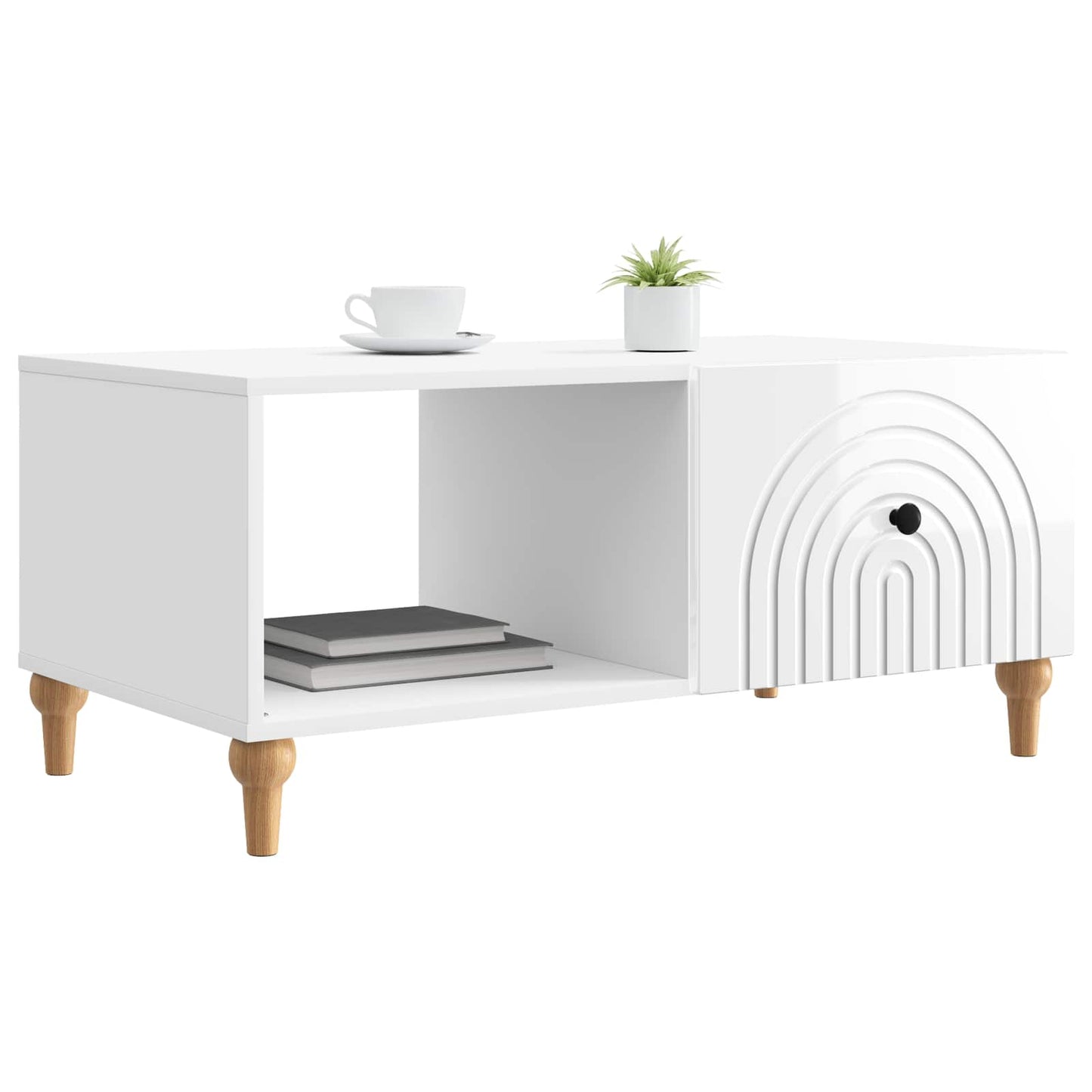 Coffee Table High Gloss White 90 x 50 x 40 cm Engineered Wood