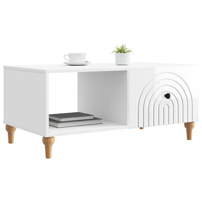 Coffee Table High Gloss White 90 x 50 x 40 cm Engineered Wood