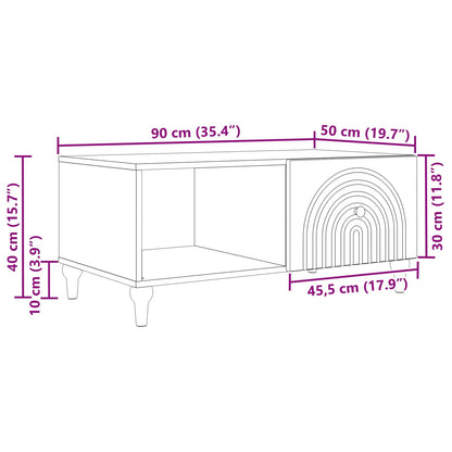 Coffee Table High Gloss White 90 x 50 x 40 cm Engineered Wood