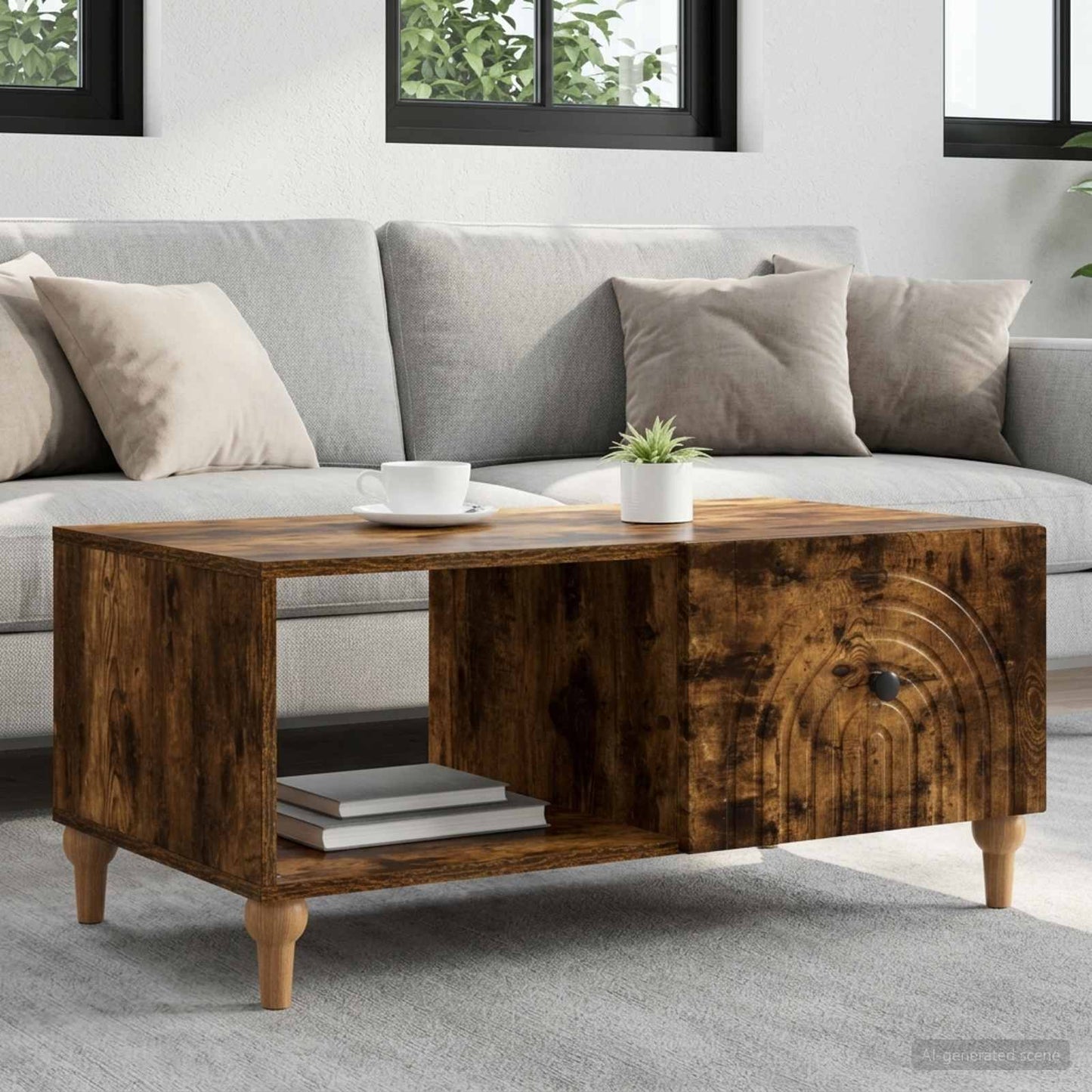Coffee Table Smoked Oak 90 x 50 x 40 cm Engineered Wood