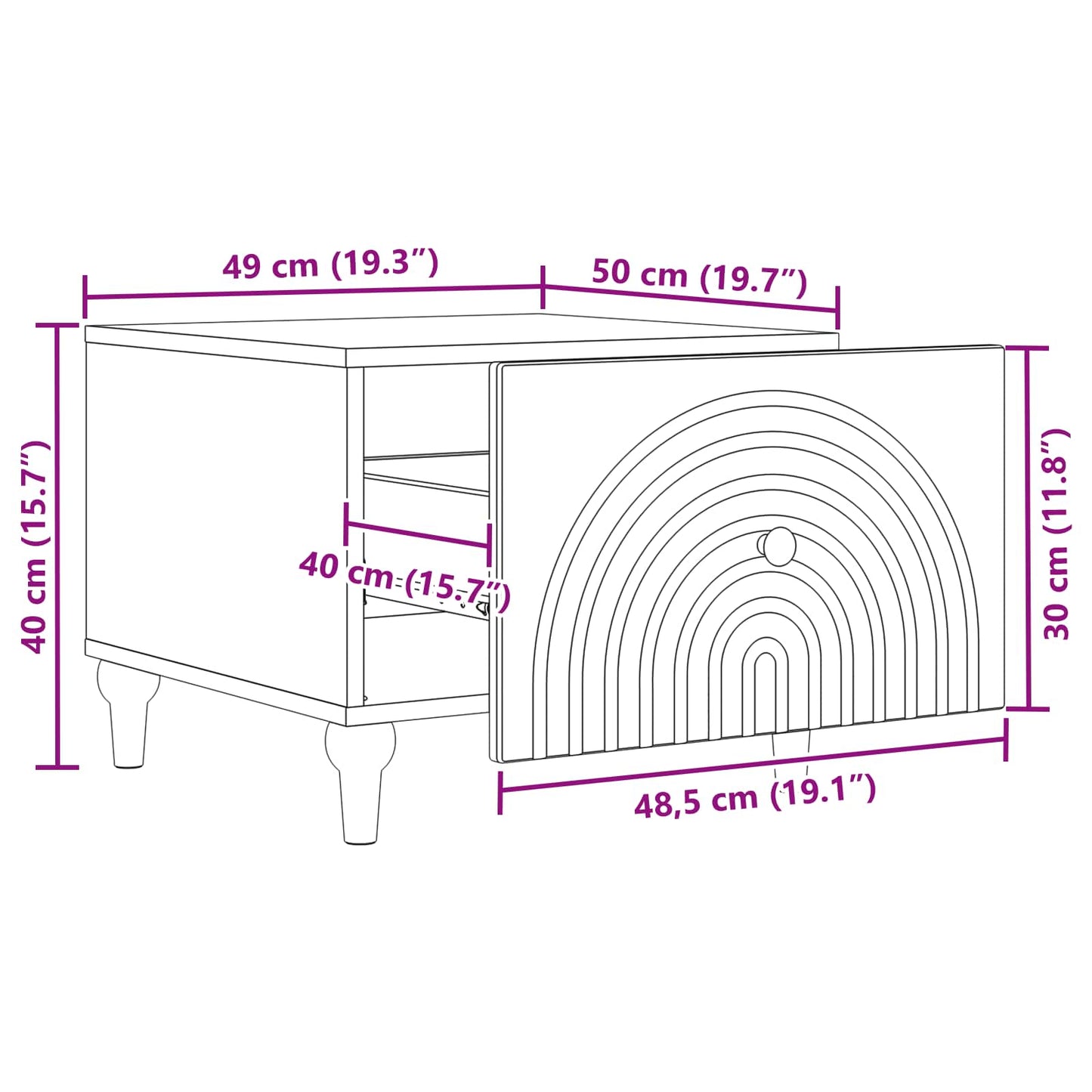Coffee Table Sonoma Oak 49 x 50 x 40 cm Engineered Wood