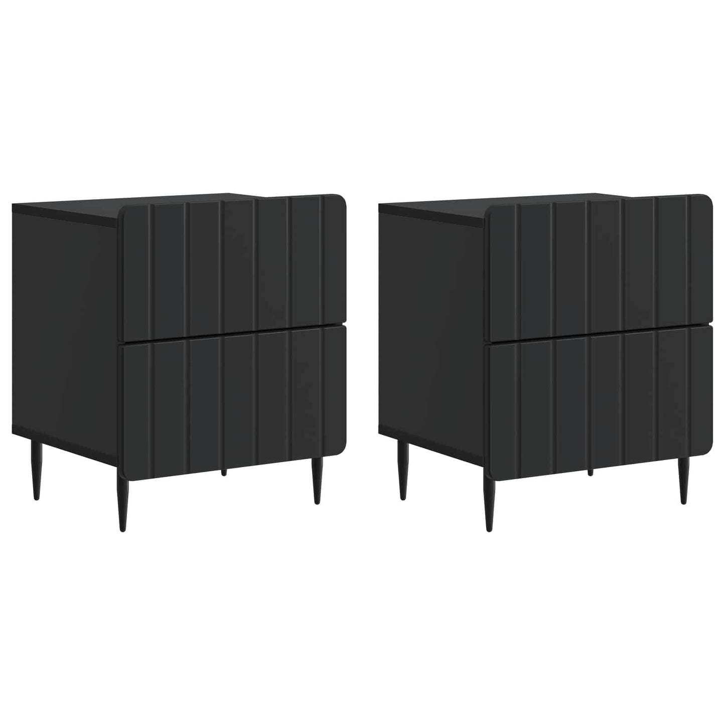 Bedside Cabinet 2 pcs Black 43 x 34.5 x 49.5 cm Engineered Wood