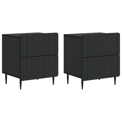 Bedside Cabinet 2 pcs Black 43 x 34.5 x 49.5 cm Engineered Wood