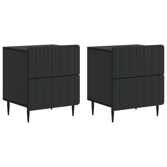 Bedside Cabinet 2 pcs Black 43 x 34.5 x 49.5 cm Engineered Wood