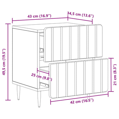 Bedside Cabinet 2 pcs Black 43 x 34.5 x 49.5 cm Engineered Wood