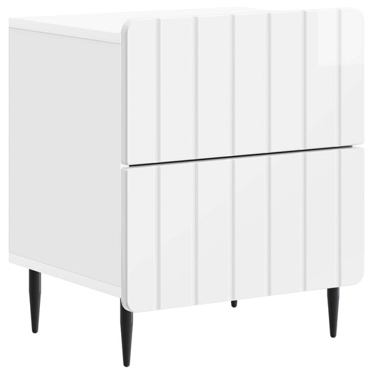 Bedside Cabinet High Gloss White 43 x 34.5 x 49.5 cm
