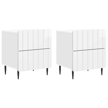 Bedside Cabinet 2 pcs High Gloss White 43 x 34.5 x 49.5 cm