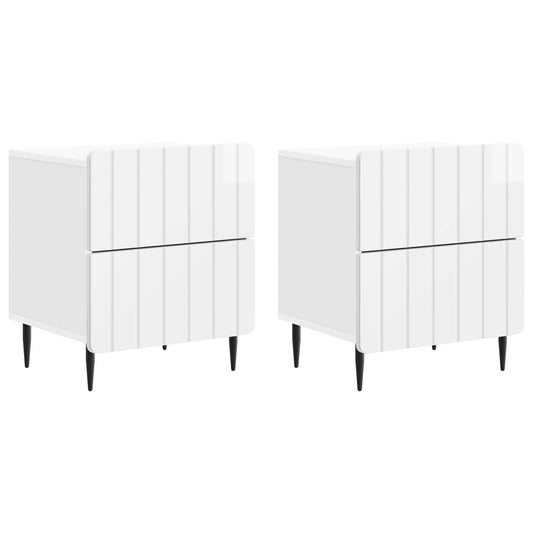 Bedside Cabinet 2 pcs High Gloss White 43 x 34.5 x 49.5 cm