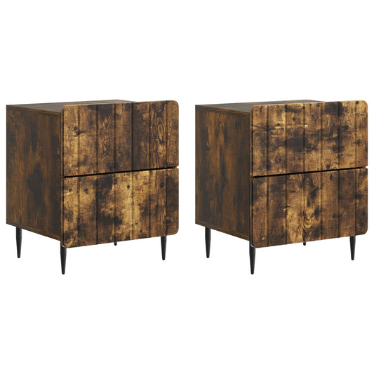 Bedside Cabinet 2 pcs Smoked Oak 43 x 34.5 x 49.5 cm