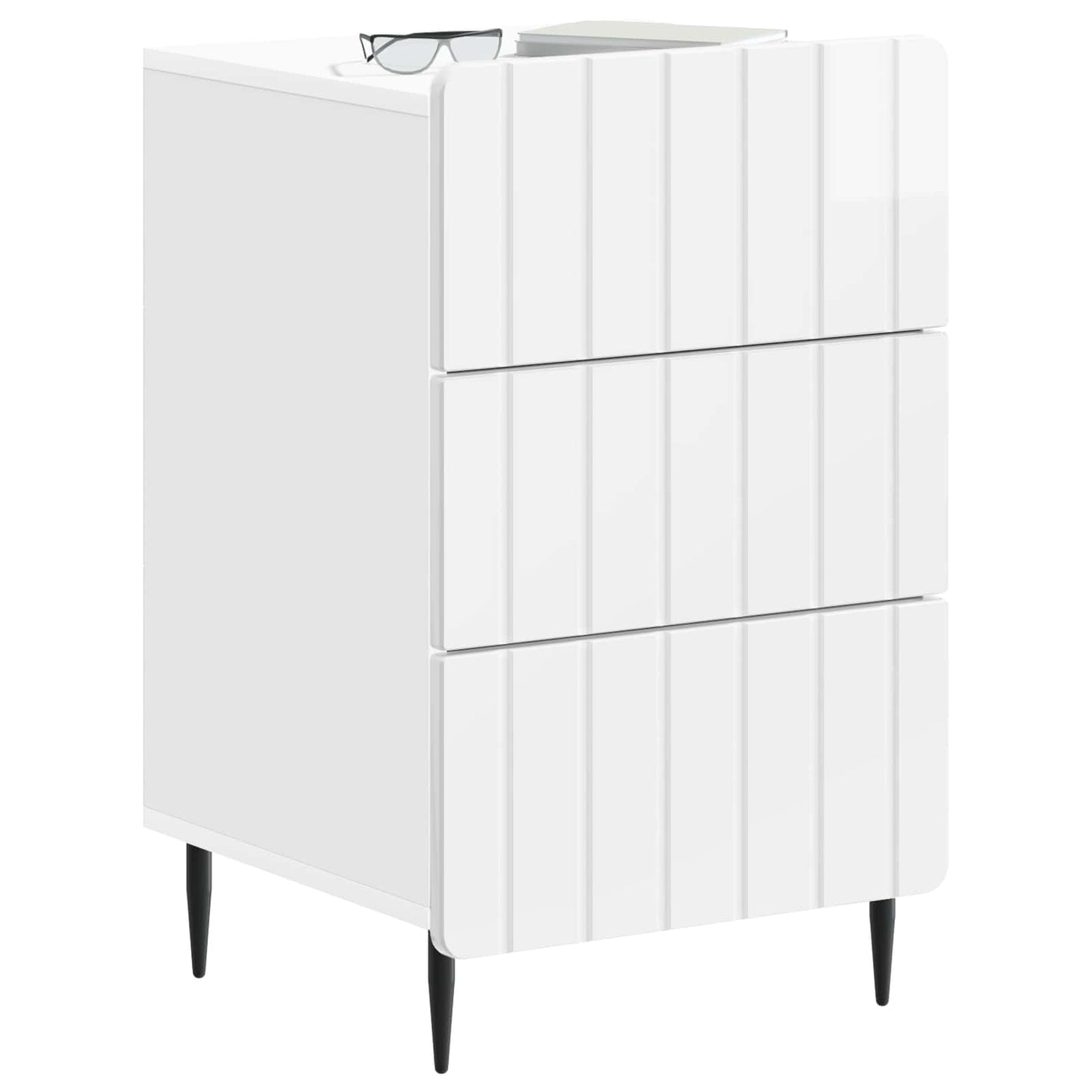 Bedside Cabinet High Gloss White 43x 41 x 68 cm Engineered Wood
