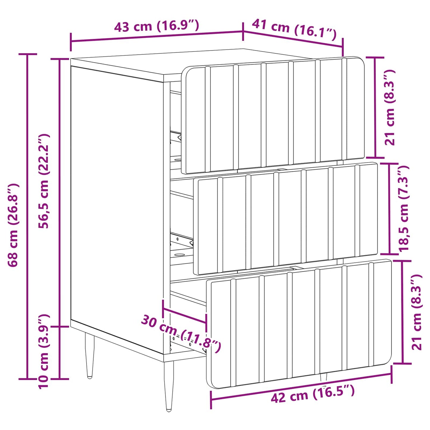 Bedside Cabinet Old Wood 43x 41 x 68 cm Engineered Wood