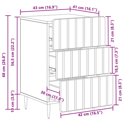 Bedside Cabinet Old Wood 43x 41 x 68 cm Engineered Wood