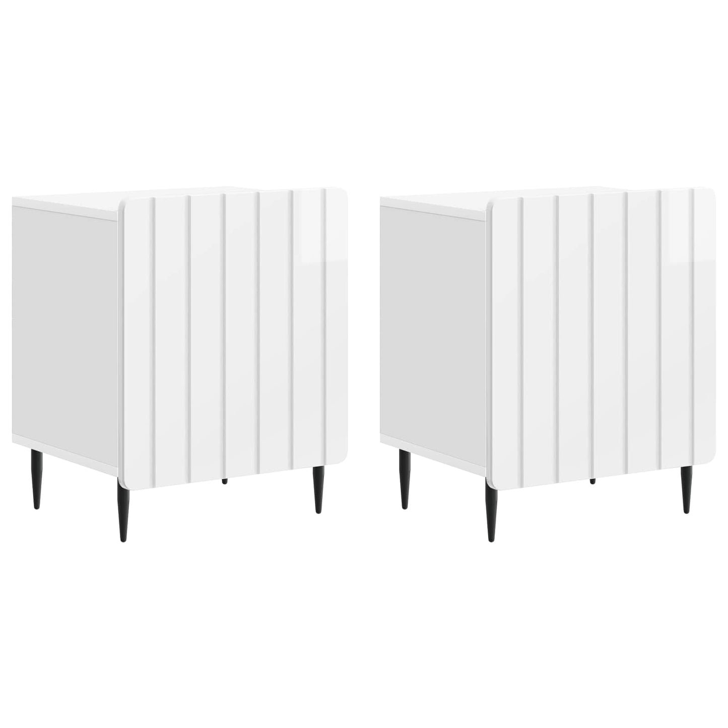 Bedside Cabinet 2 pcs High Gloss White 43 x 34.5 x 52 cm