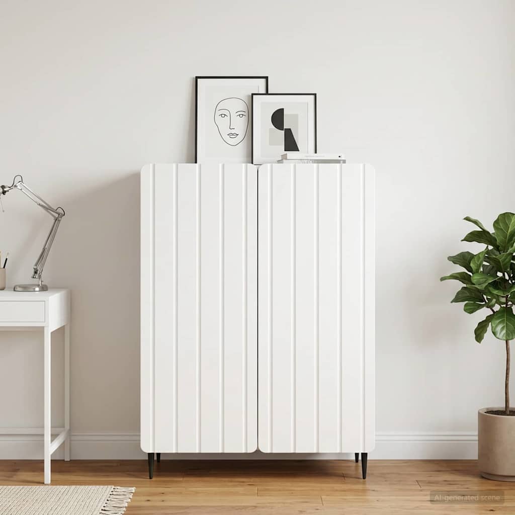 Sideboard High Gloss White 66 x 34.5 x 92 cm Engineered Wood