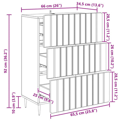 Drawer Cabinet White 66 x 34.5 x 92 cm Engineered Wood