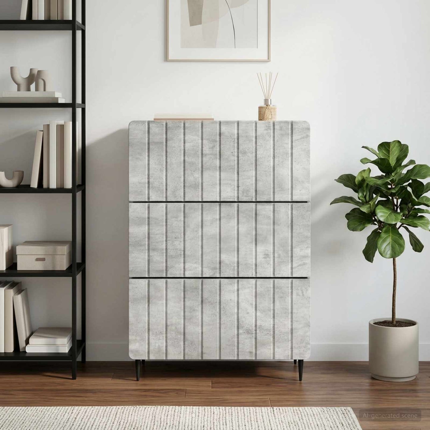 Drawer Cabinet Concrete Grey 66 x 34.5 x 92 cm Engineered Wood