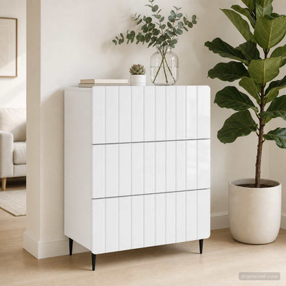 Drawer Cabinet High Gloss White 66 x 34.5 x 92 cm