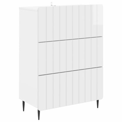 Drawer Cabinet High Gloss White 66 x 34.5 x 92 cm