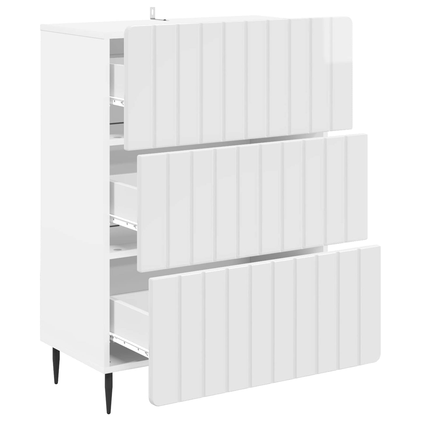 Drawer Cabinet High Gloss White 66 x 34.5 x 92 cm