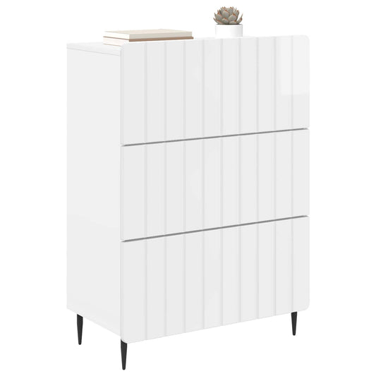 Drawer Cabinet High Gloss White 66 x 34.5 x 92 cm