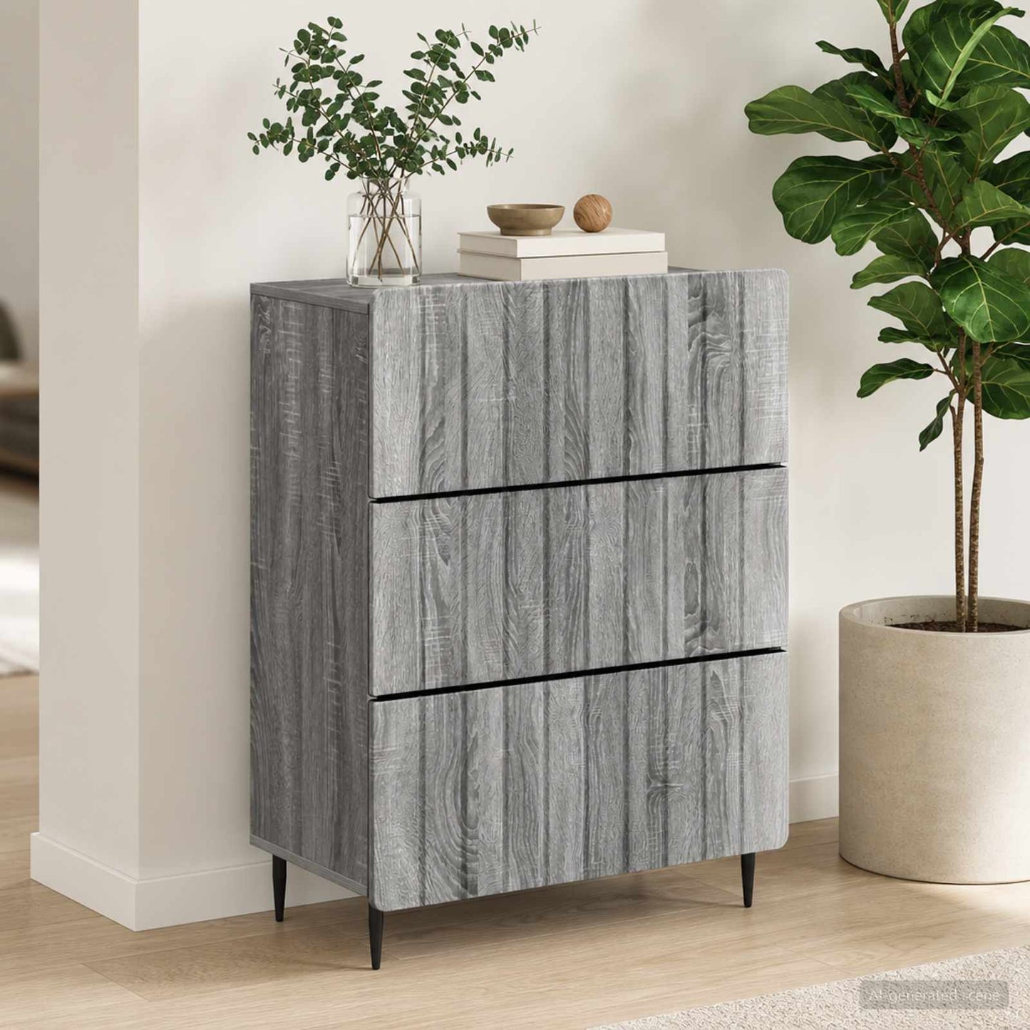 Drawer Cabinet 66 x 34.5 x 92 cm Engineered Wood Grey Sonoma