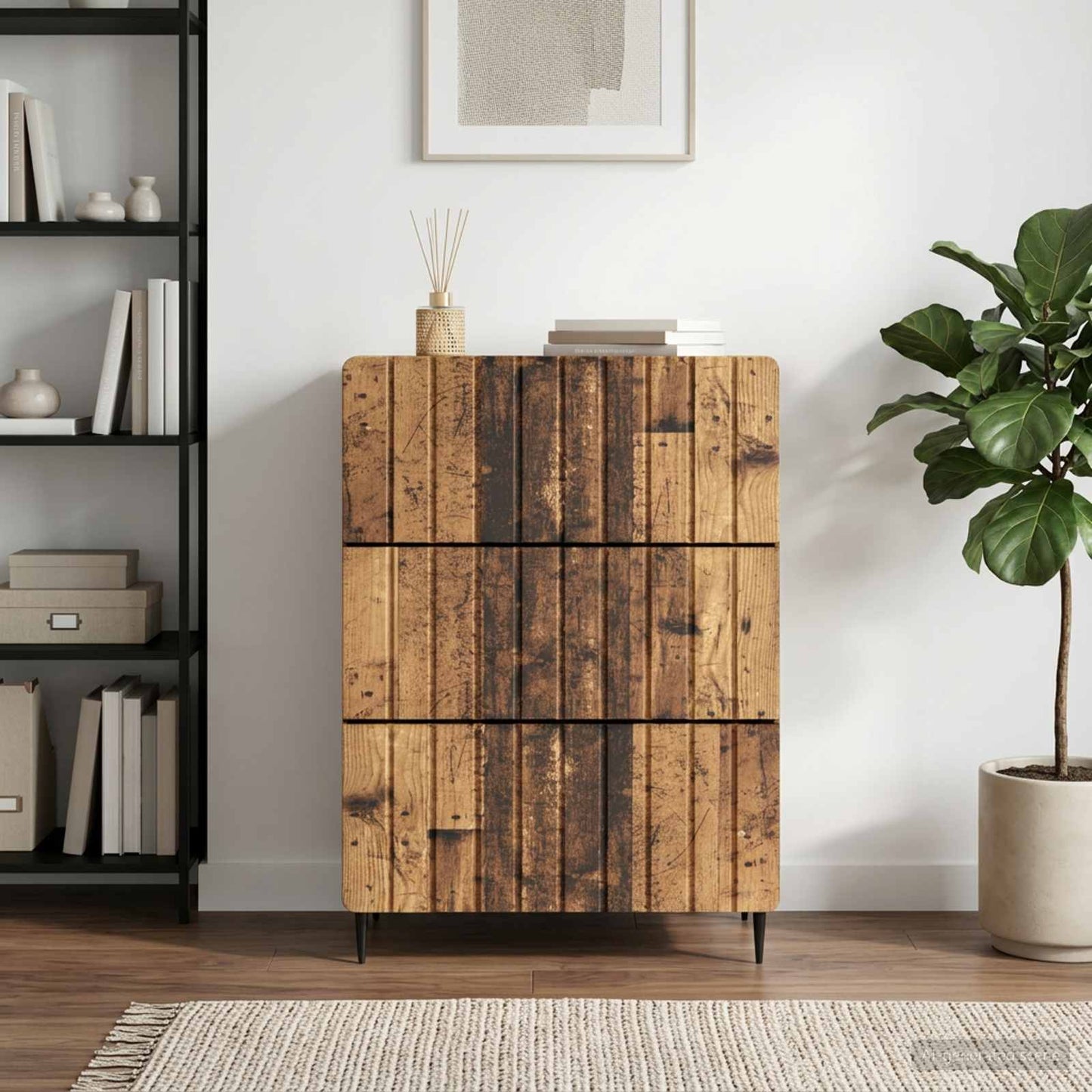 Drawer Cabinet Old Wood 66 x 34.5 x 92 cm Engineered Wood