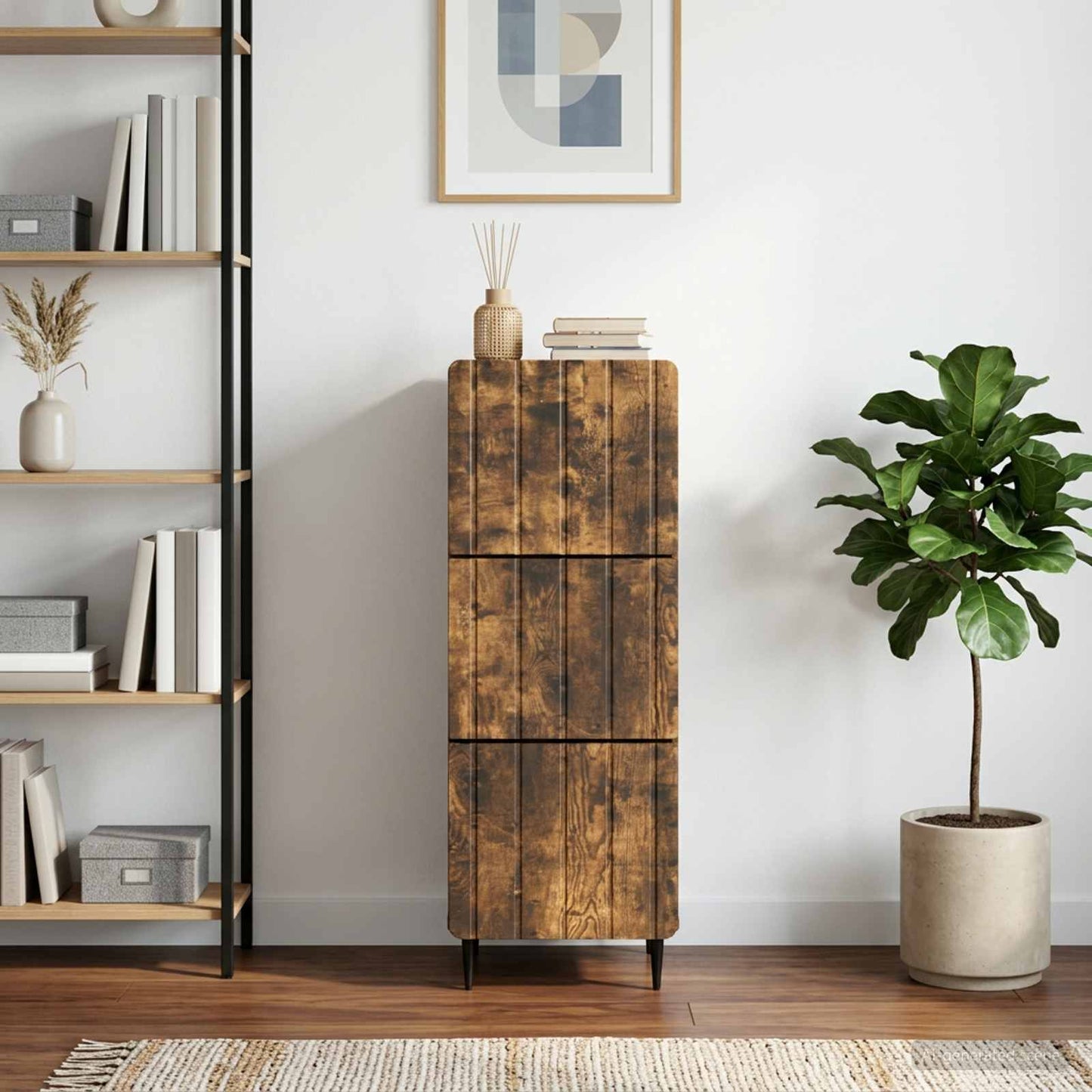 Drawer Cabinet 33 x 34.5 x 92 cm Engineered Wood Smoked Oak