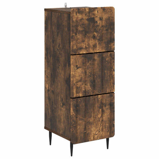 Drawer Cabinet Smoked Oak 33 x 34.5 x 92 cm Engineered Wood