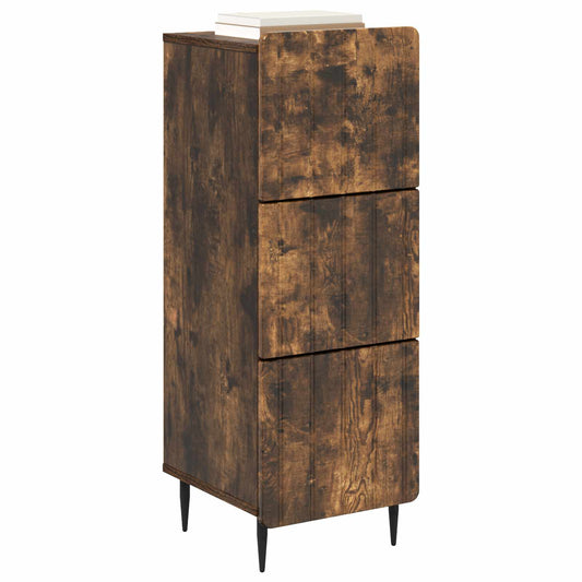 Drawer Cabinet Smoked Oak 33 x 34.5 x 92 cm Engineered Wood