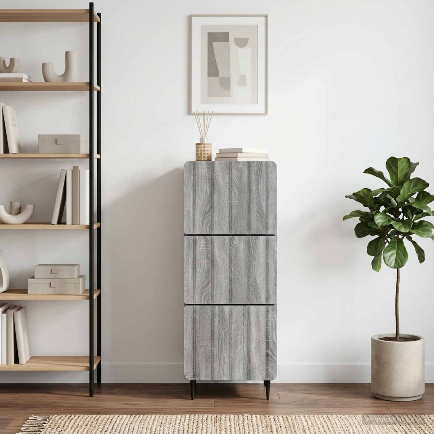 Drawer Cabinet 33 x 34.5 x 92 cm Engineered Wood Grey Sonoma