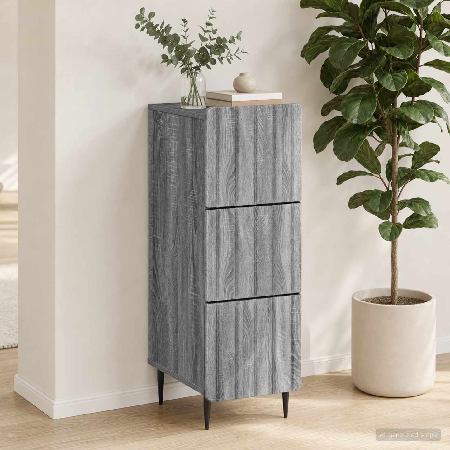 Drawer Cabinet 33 x 34.5 x 92 cm Engineered Wood Grey Sonoma