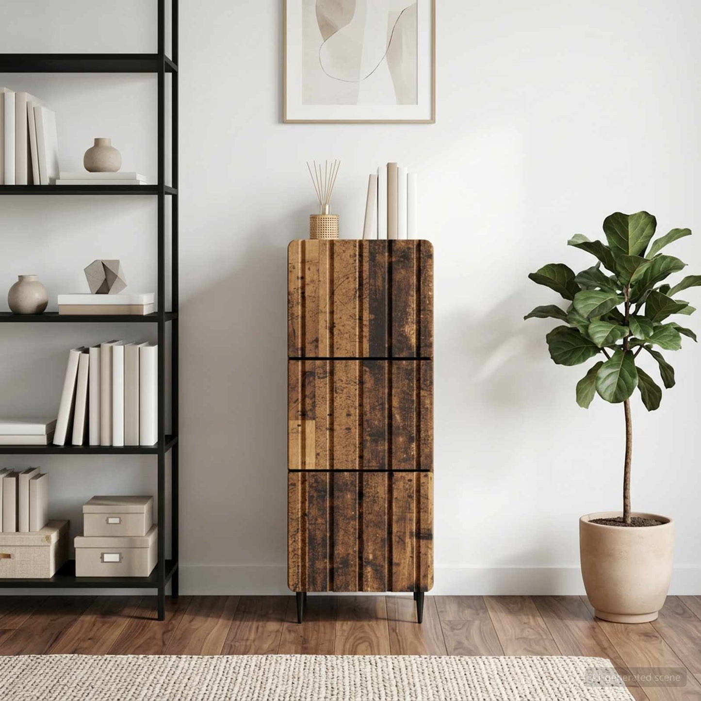 Drawer Cabinet Old Wood 33 x 34.5 x 92 cm Engineered Wood