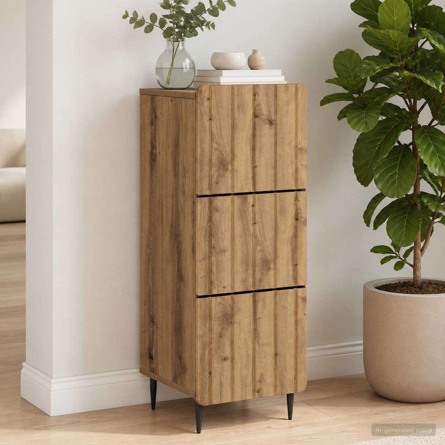 Drawer Cabinet Artisan Oak 33 x 34.5 x 92 cm Engineered Wood