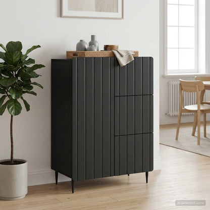 Sideboard with Drawer Black 66 x 34.5 x 91.5 cm Engineered Wood
