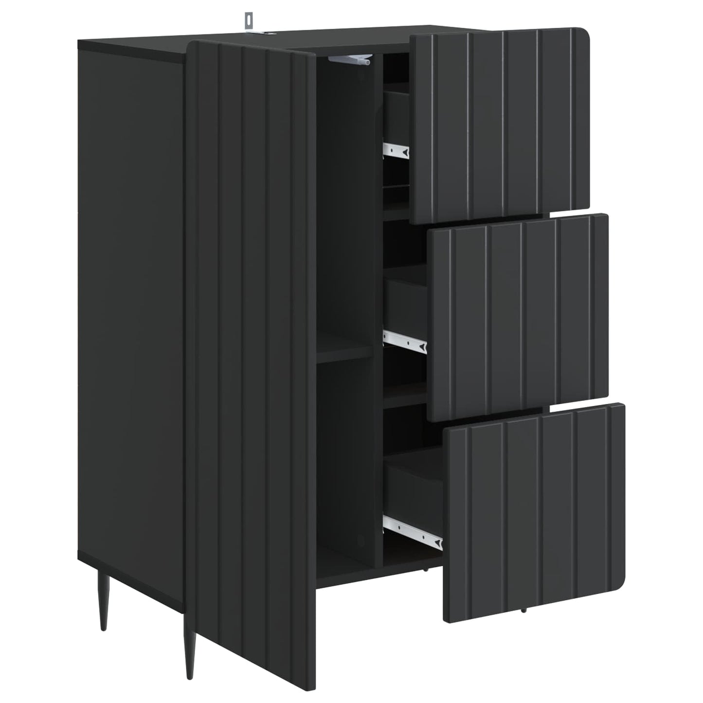 Sideboard with Drawer Black 66 x 34.5 x 91.5 cm Engineered Wood