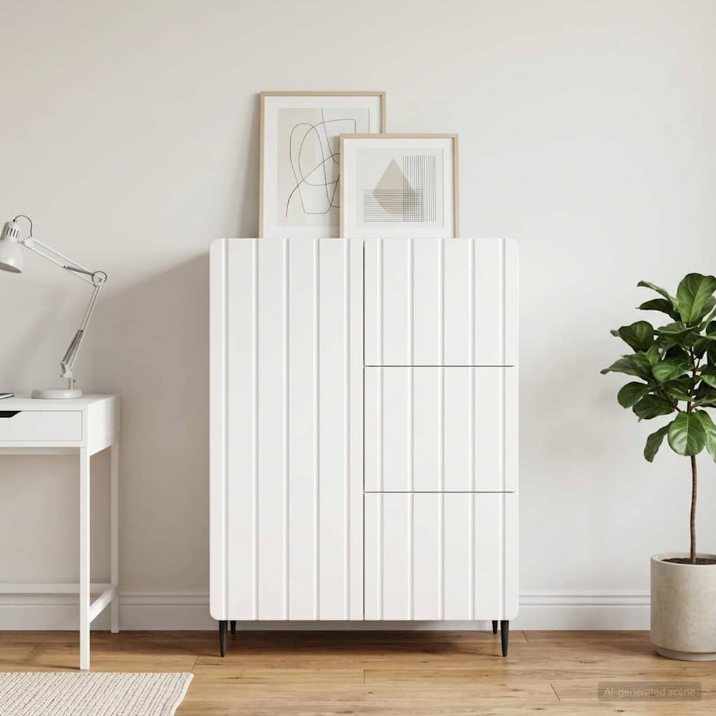 Sideboard High Gloss White 66 x 34.5 x 91.5 cm Engineered Wood
