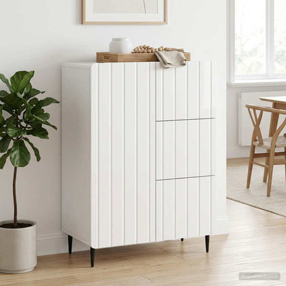 Sideboard High Gloss White 66 x 34.5 x 91.5 cm Engineered Wood