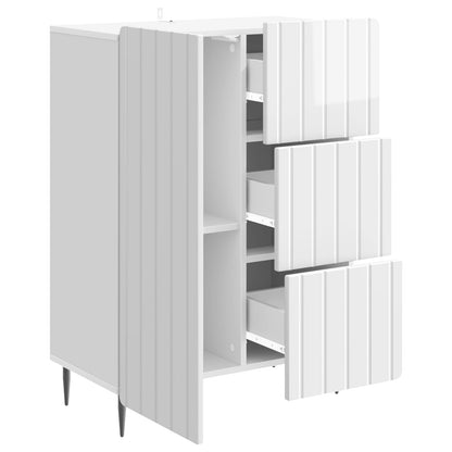 Sideboard High Gloss White 66 x 34.5 x 91.5 cm Engineered Wood