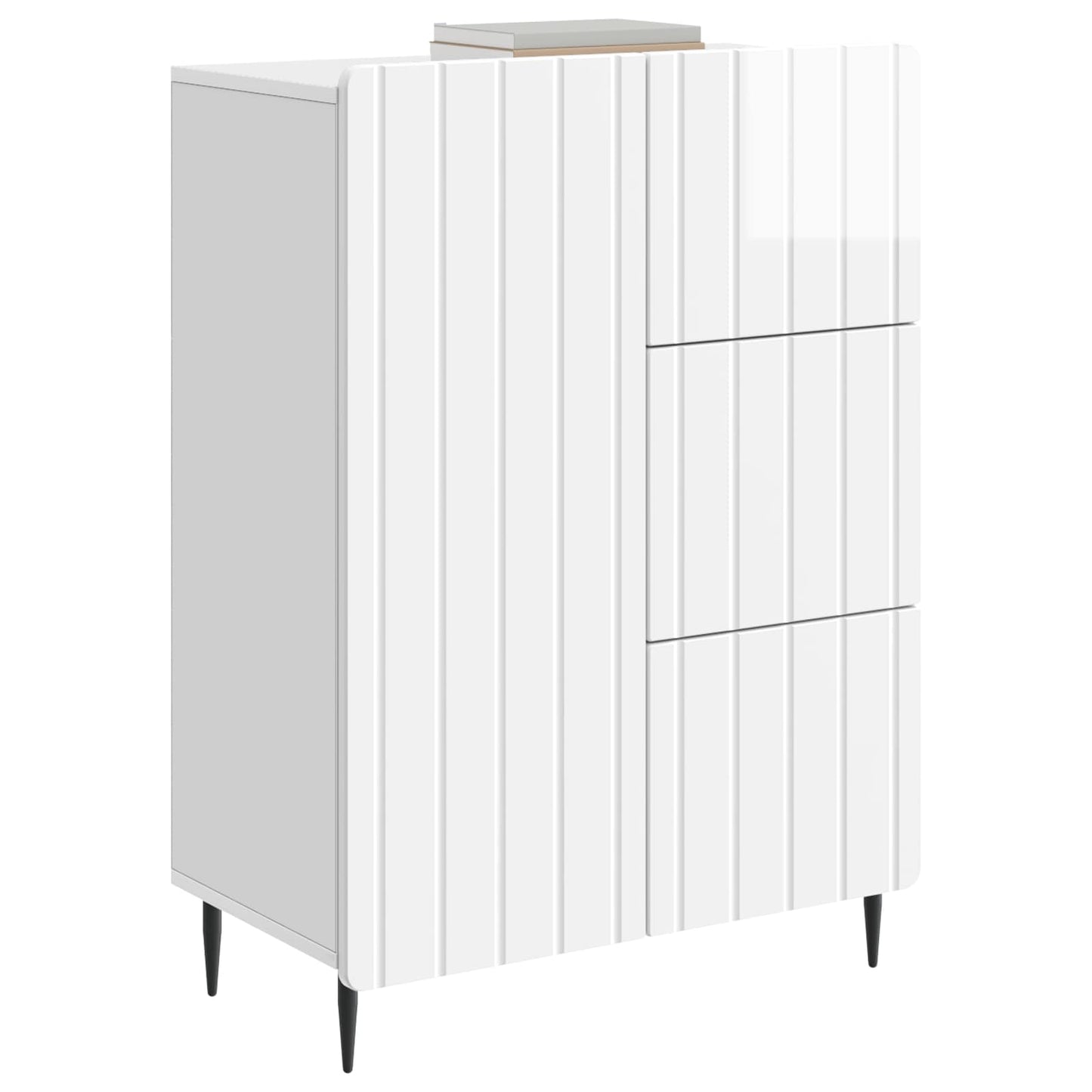 Sideboard High Gloss White 66 x 34.5 x 91.5 cm Engineered Wood