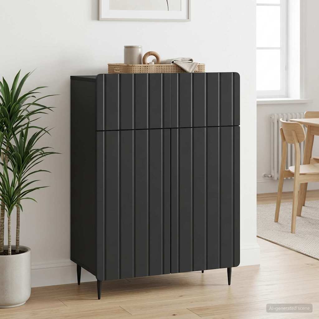 Sideboard with Drawer Black 66 x 34.5 x 92 cm Engineered Wood