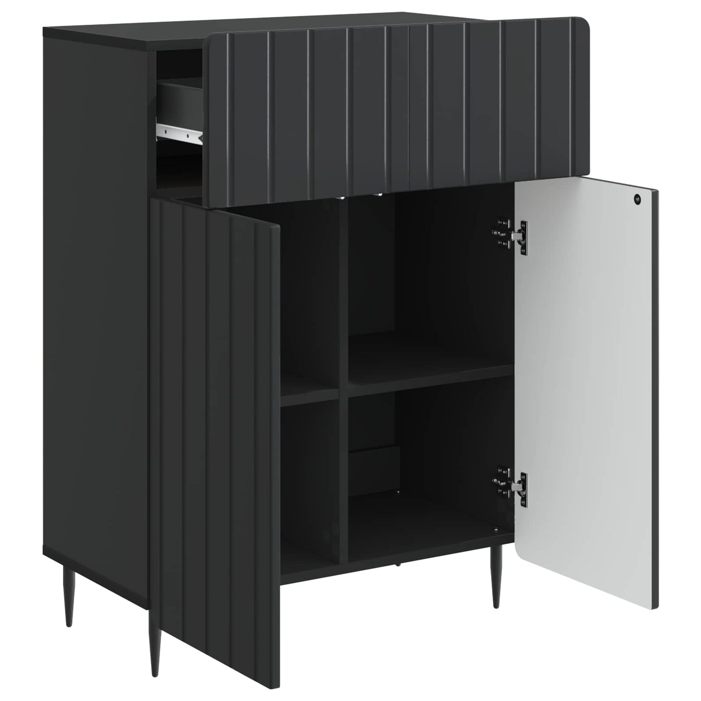 Sideboard with Drawer Black 66 x 34.5 x 92 cm Engineered Wood
