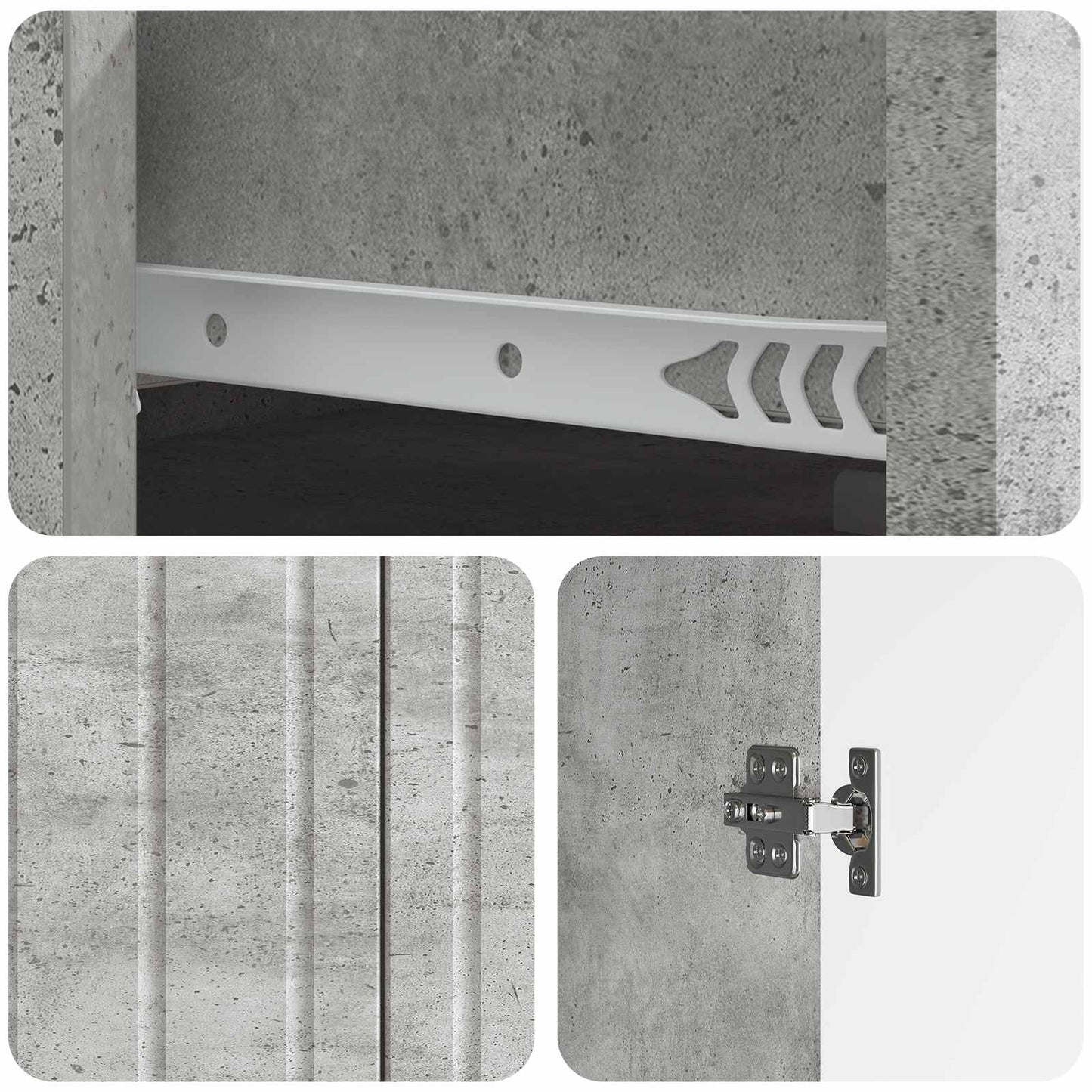 Sideboard Concrete Grey 66 x 34.5 x 92 cm Engineered Wood
