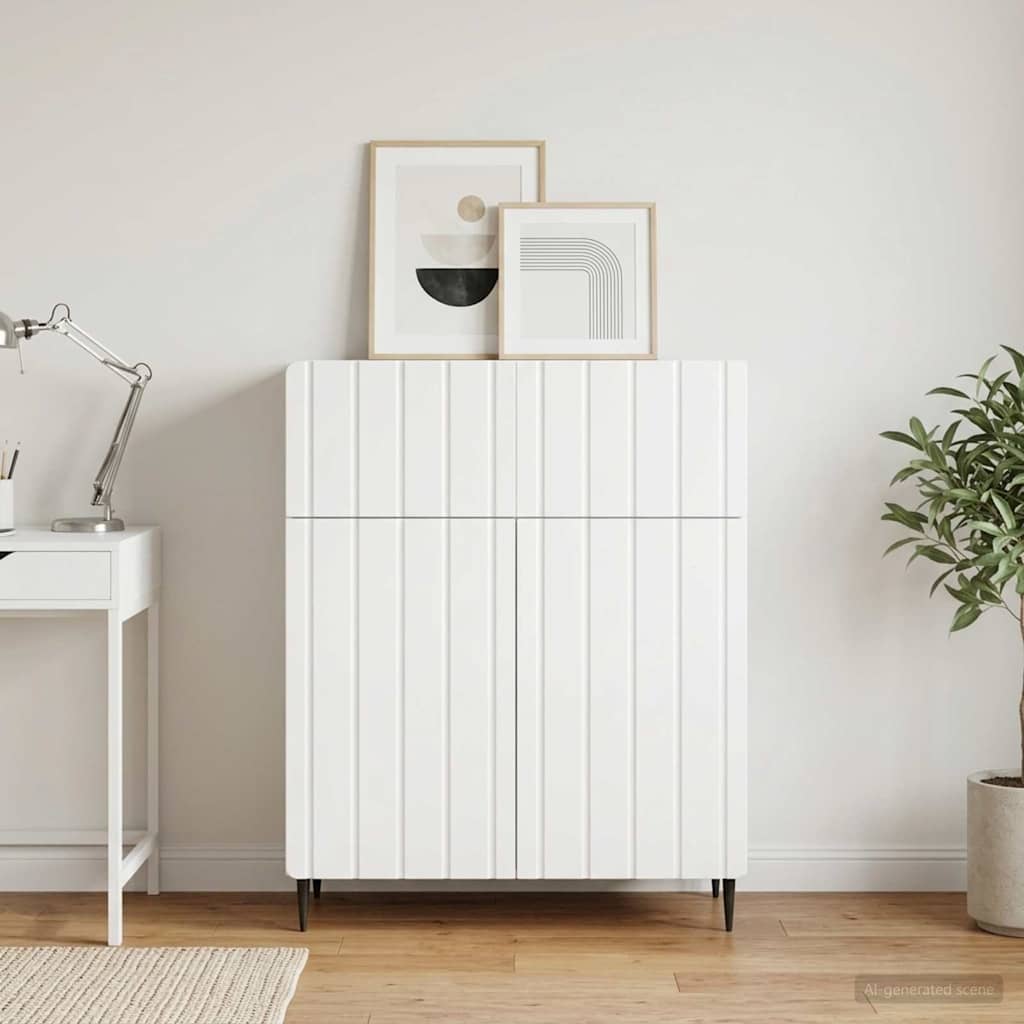 Sideboard High Gloss White 66 x 34.5 x 92 cm Engineered Wood
