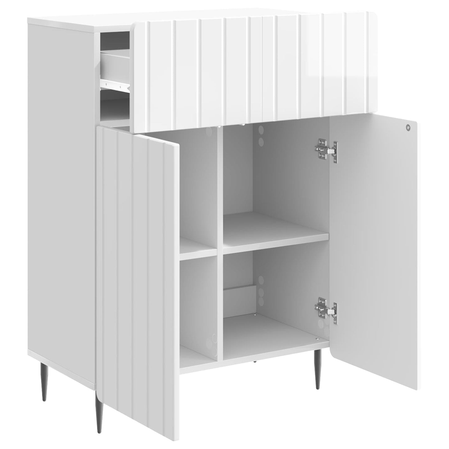 Sideboard High Gloss White 66 x 34.5 x 92 cm Engineered Wood