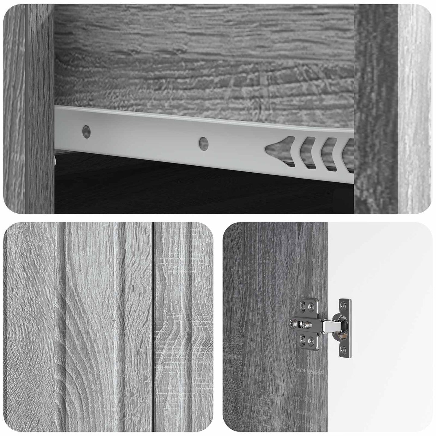Sideboard Grey Sonoma 66 x 34.5 x 92 cm Engineered Wood
