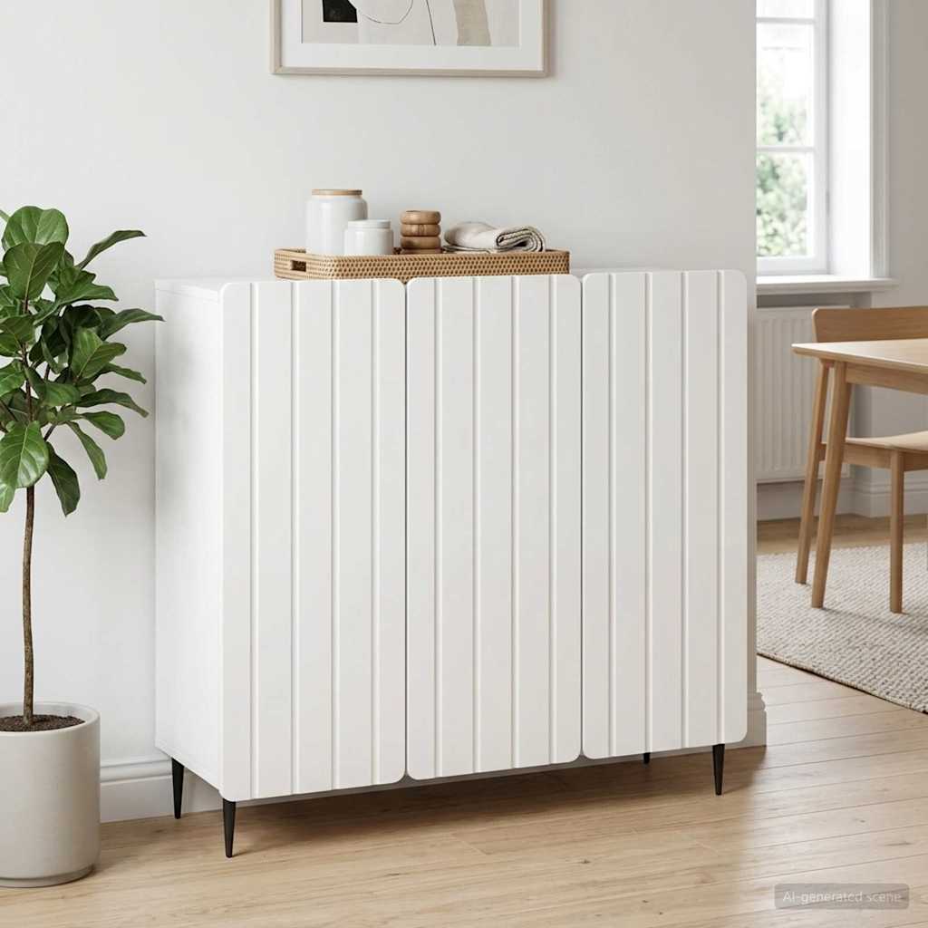 Sideboard High Gloss White 89 x 34.5 x 82 cm Engineered Wood
