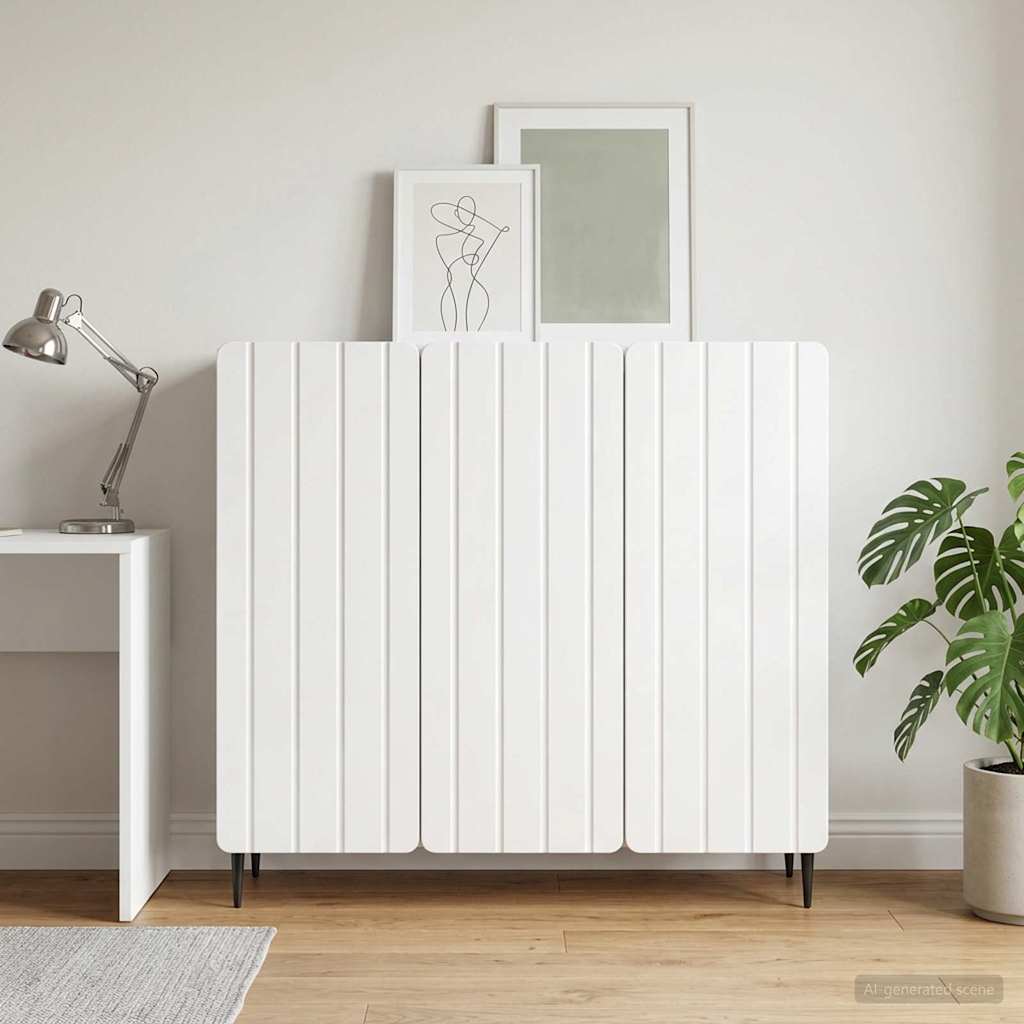 Sideboard High Gloss White 89 x 34.5 x 82 cm Engineered Wood